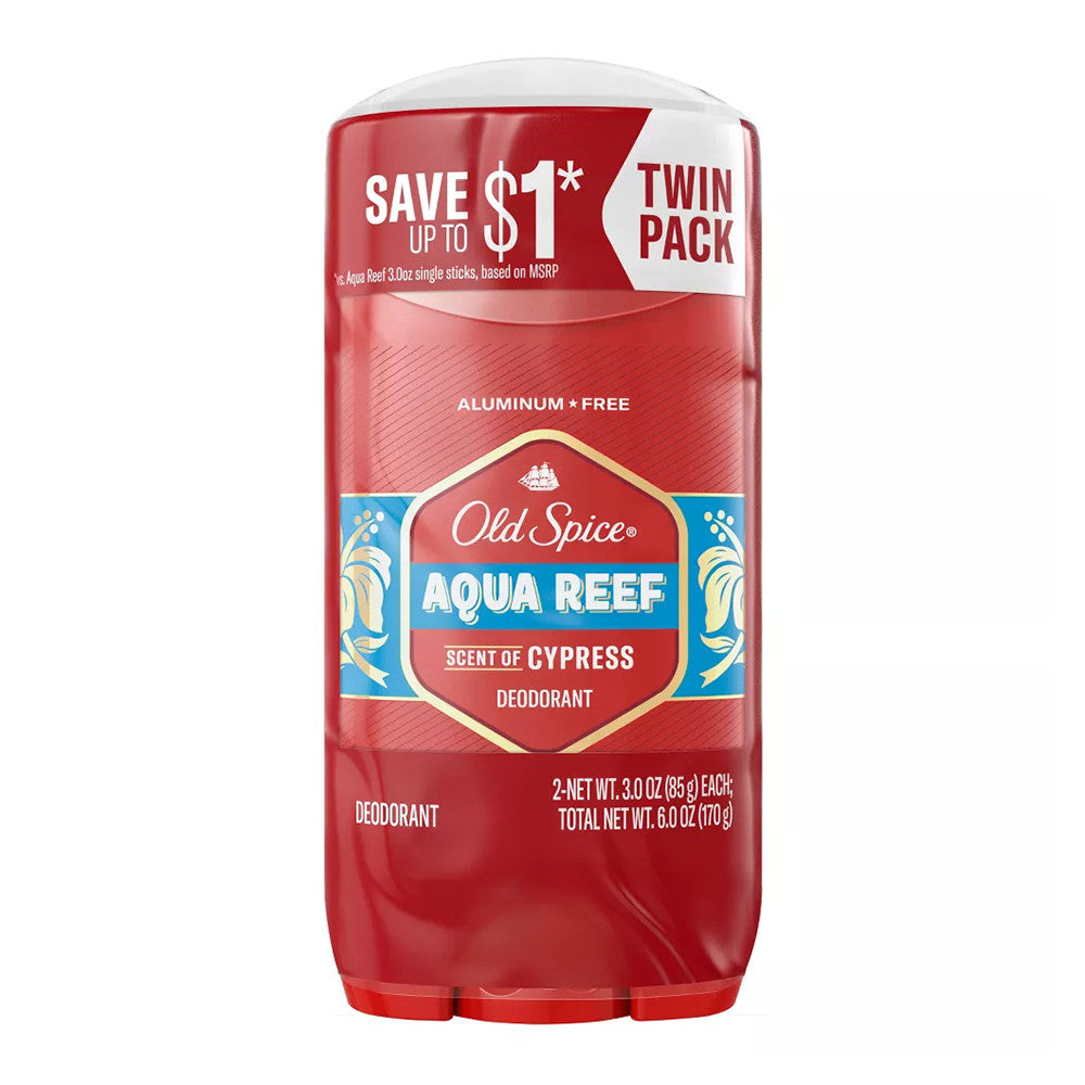 Old Spice Red Collection Deodorant, Aqua Reef Twin Pack, 6 Oz